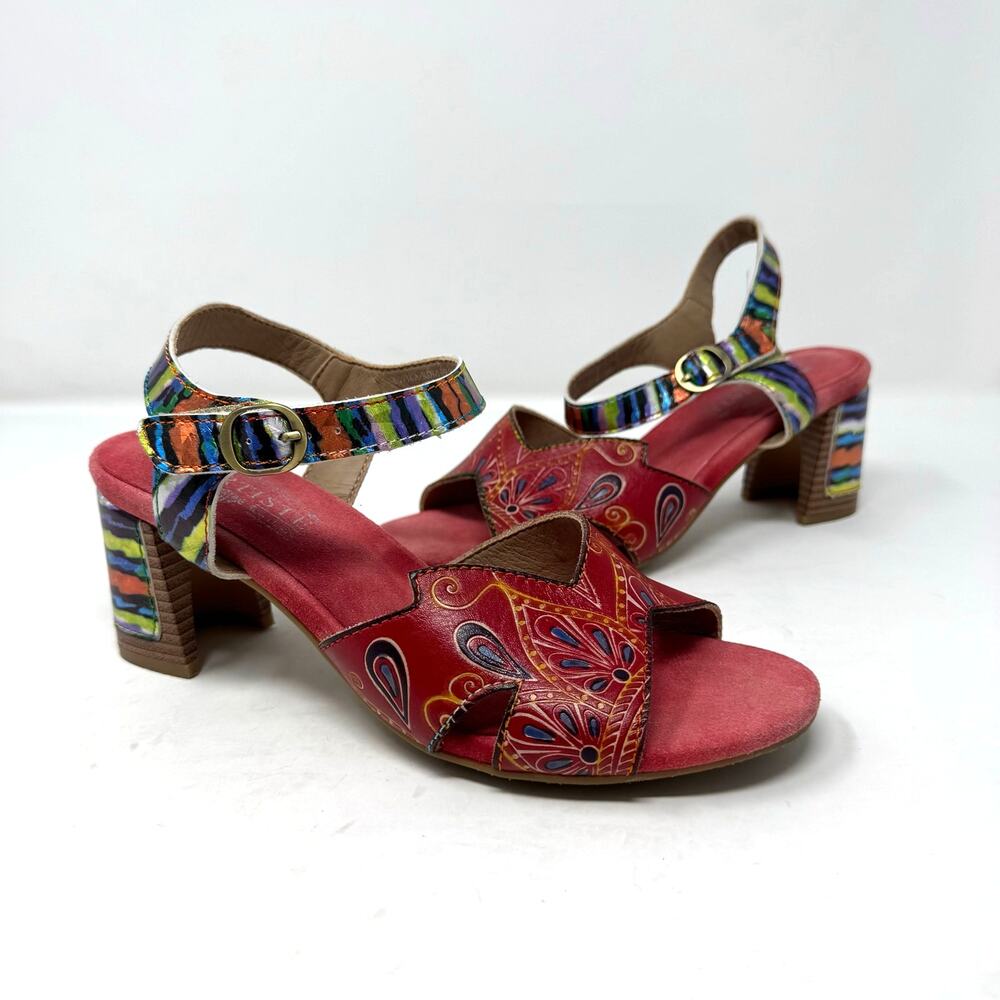 L'Artiste Spring Step Civika Heeled Sandals 39 8.5 Leather Artsy Fairy Boho